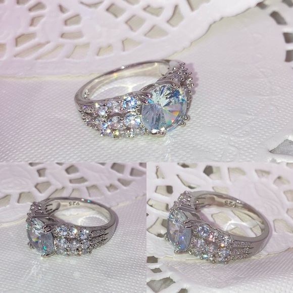 3.87ct White Sapphire Chunky Paved 925 Silver Bling Ring - Picture 4 of 10